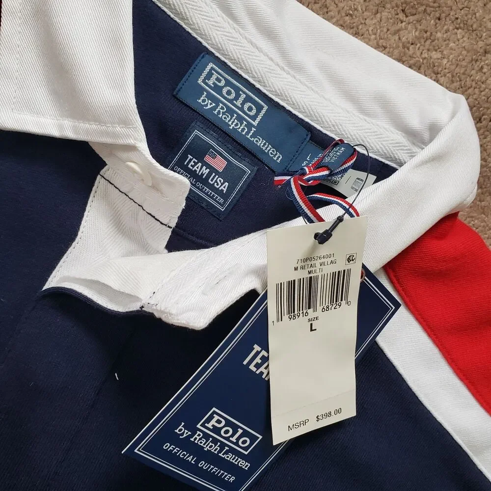 NWT Polo Ralph Lauren Team USA 2026 Sz Large Mens Heavy Rugby Long Sleeve Shirt
